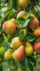 Obraz premium Pear Serenade A Close Up Ode to Green Juiciness