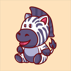 Cute zebra animal cartoon illustration