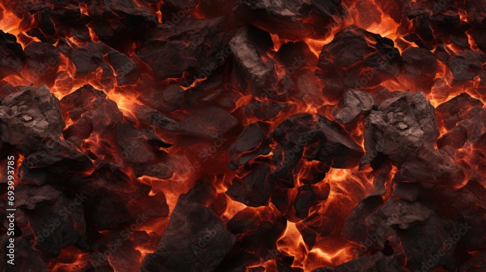 Aufkleber A close-up view of rocks engulfed in flames. Perfect for adding a touch of intensity and drama to any project