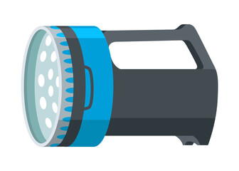 Flashlight of light icon with spotlight or flash function. Light lantern isolated on white background.  cartoon illustration