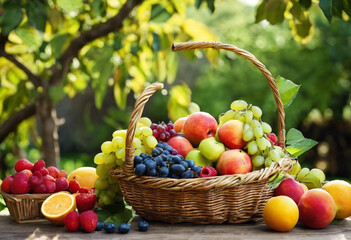 Obraz premium Nature's Cornucopia Fruits Basket Delight
