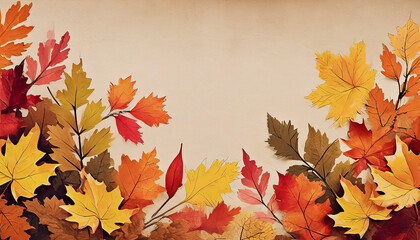 Naklejka na ściany i meble Autumn wallpaper with leaves
