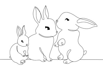 Rabbits. Family. One line