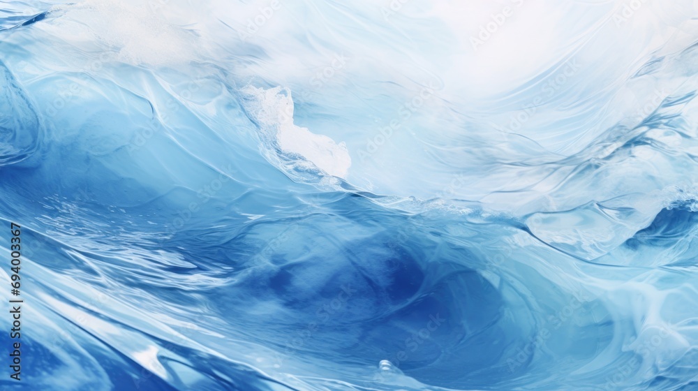 Poster a close up view of a wave in the ocean. this picture captures the beauty and power of the ocean. per