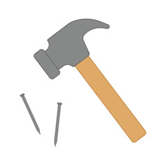 Hammer with nail vector illustration