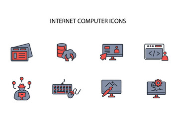 Internet computer icon set.vector.Editable stroke.linear style sign for use web design,logo.Symbol illustration.