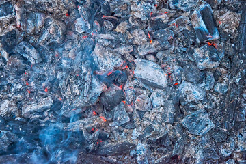 Texture of burning coals. Abstract background of burning coals.