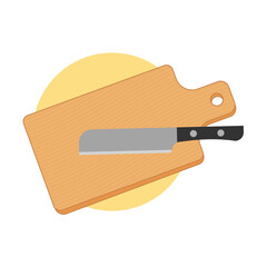 Chopping board with knife vector illustration
