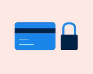 Credit card and lock vector illustration in flat style design.	