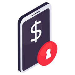 Editable design icon of secure mobile money 