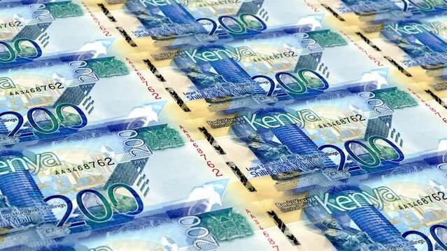 Kenya Kenyan Shilling 200 Banknotes Money Printing House, Printing Two Hundred Kenyan Shilling, Printing Press Machine Print out Kenyan Shilling, Being printed by currency press machine 200 Kenyan 