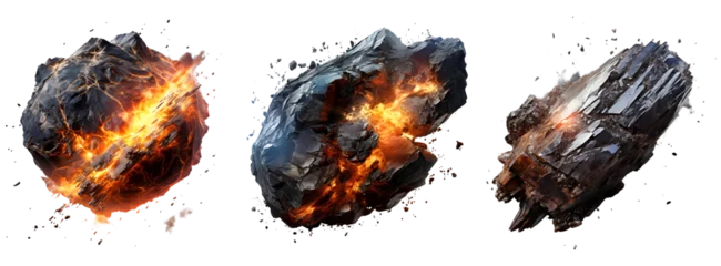 Foto op Canvas Set of Fiery Falling Meteor Rocks © ITrWorks