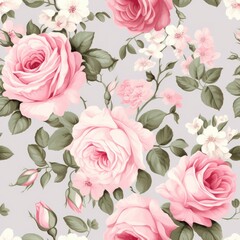 Vintage-inspired Pattern with Small Delicate Roses AI Generated