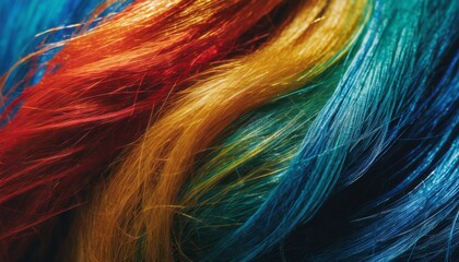 Background made of strands of colorful hair. colored threads