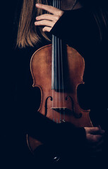 violin in a woman's hands close-up