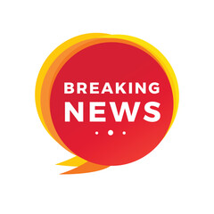 Breaking news banner, label, element. Design for advertising or business. Modern vector template.