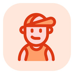 Editable person wearing tanktop, baseball cap avatar vector icon. User, profile, identity, persona. Part of a big icon set family. Perfect for web and app interfaces, presentations, infographics, etc