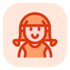 Editable girl with ponytail hair avatar vector icon. User, profile, identity, persona. Part of a big icon set family. Perfect for web and app interfaces, presentations, infographics, etc