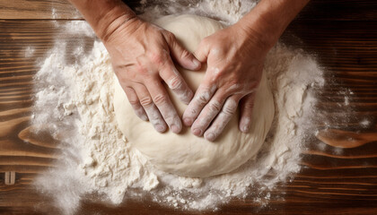 Hands Shaping Fresh Bread Dough