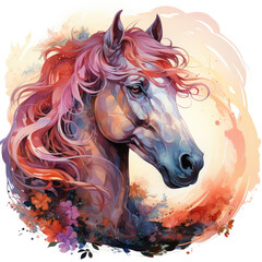 Obraz na płótnie Canvas watercolor horse clipart, Generative Ai