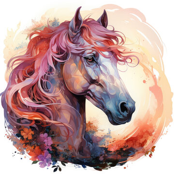 recommend clip art: watercolor horse clipart, Generative Ai