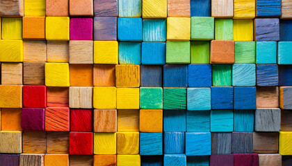 Colorful background of multi colored wooden blocks - Background for something creative