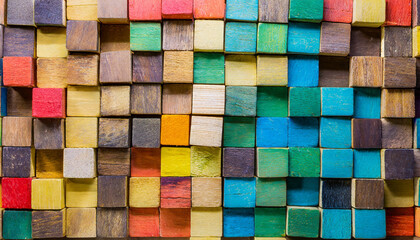 Colorful background of multi colored wooden blocks - Background for something creative