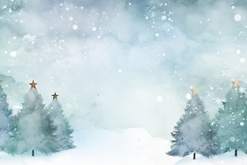 Christmas watercolor background illustration with trees