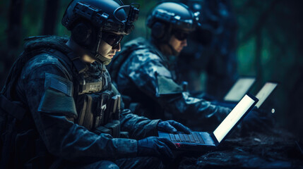 Fototapeta na wymiar Digital Warfare Disruption by Special Forces