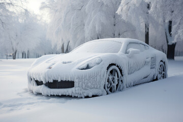 Winter's Embrace: Contemporary Car Snowbound