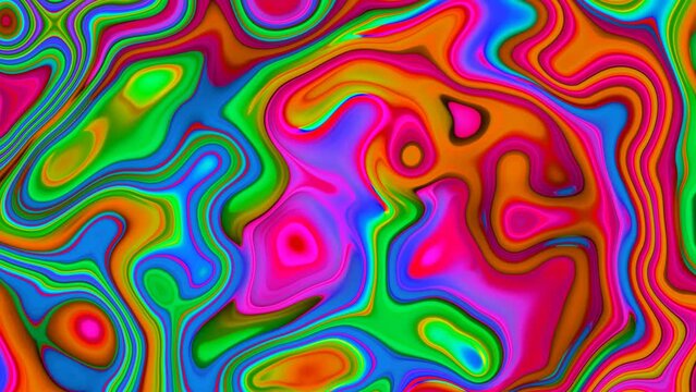 Abstract shiny colorful twist liquid . Animated psychedelic shape pattern texture background