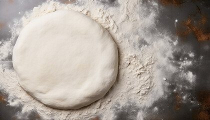 Pizza Dough spread on a marble countertop