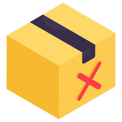 A isometric design icon of parcel cancel vector 