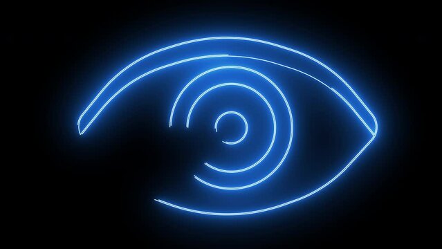 animated eye icon with a glowing neon effect