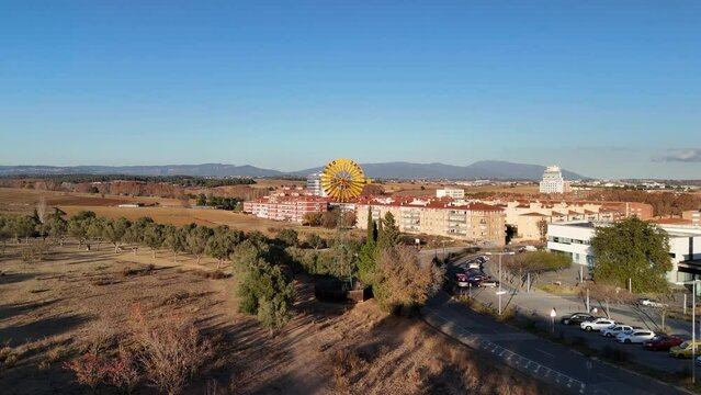 Windmill for water extraction, drone video takes, 4k 60fps, Catalonia, Mollet del Vall&egrave;s