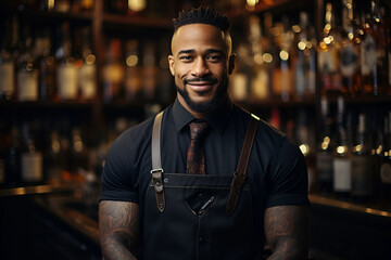 Black Male Bartender Employee Job Expertise Workplace Background