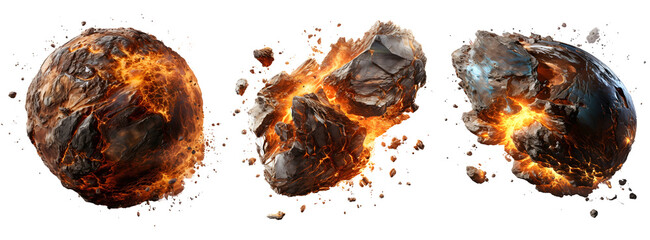 Exploding Meteor Rocks in Dynamic Set - obrazy, fototapety, plakaty