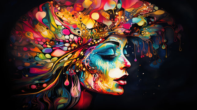 Intricate image of psychedelic goddess © Kondor83