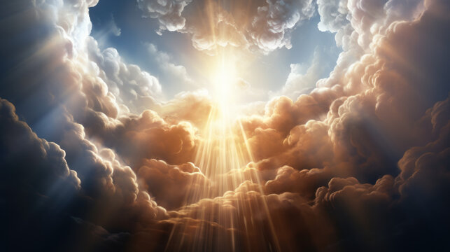 Sun shining from the skies with beautiful clouds