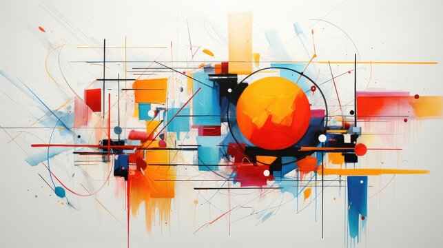 Colorful Splatters, Geometric Abstract Art, ai generated