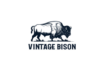 vintage bison logo design 