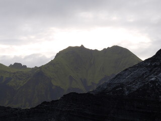Icelandic volcanic ash glaciers meet mountains