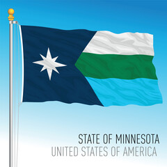 Minnesota new federal state waving flag, 2023, United States, vector illustration