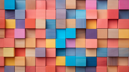 Abstract background with multi-colored wooden blocks. Colors of creativity. Color selection, color concept background.