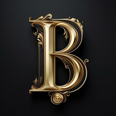 3d luxury golden letter B icon - obrazy, fototapety, plakaty