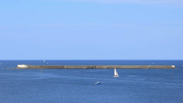 Digue de l'Artha, a central dike protecting the Saint-Jean-de-Luz bay from the Atlantic ocean waves in France