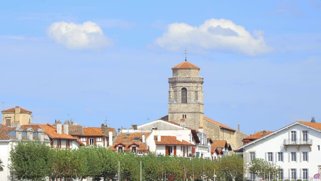 Bell tower of St John the Baptist church of Saint-Jean-de-Luz, France