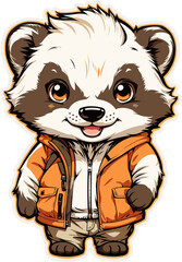 Illustration of Cute Badger in Vector Style