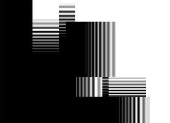 Vector transition from black to white with abstract striped rectangles. Modern line pattern. Abstract separated vector background.