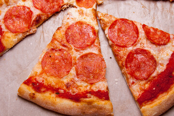 pepperoni pizza with salami, delicious food